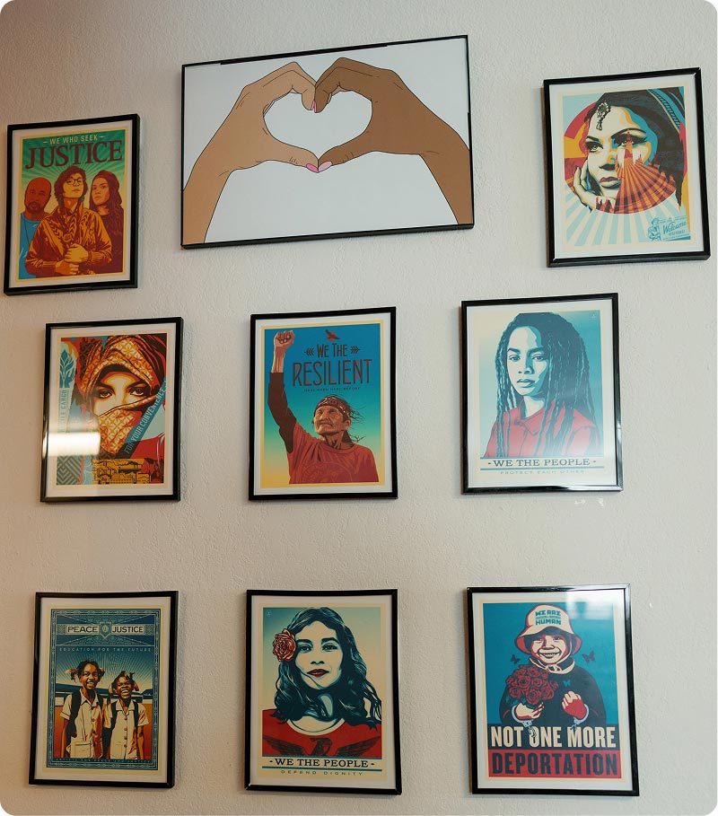 Wall of posters at La Familia Health